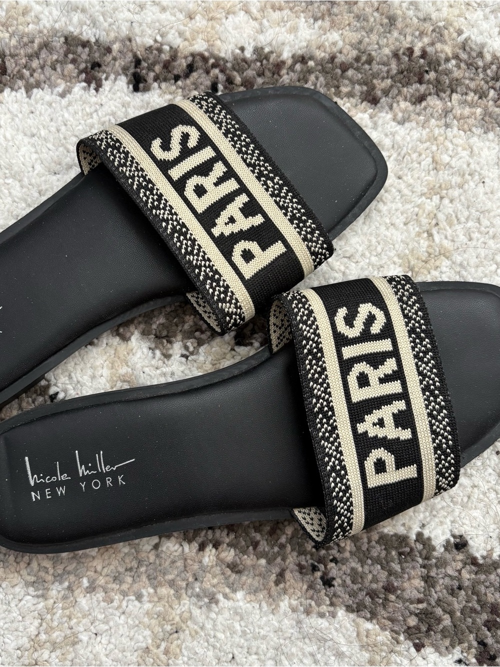 Nicole Miller Black Paris Slip On Sandals